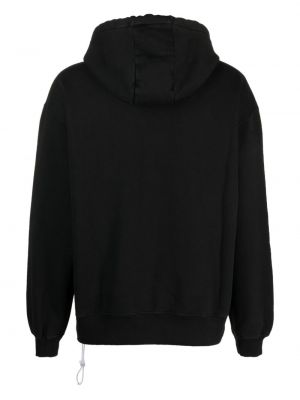 Kokvilnas kapučdžemperis ar apdruku Bonsai melns