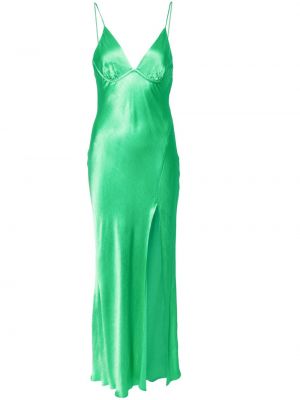 Сатенена вечерна рокля зелено Bec + Bridge