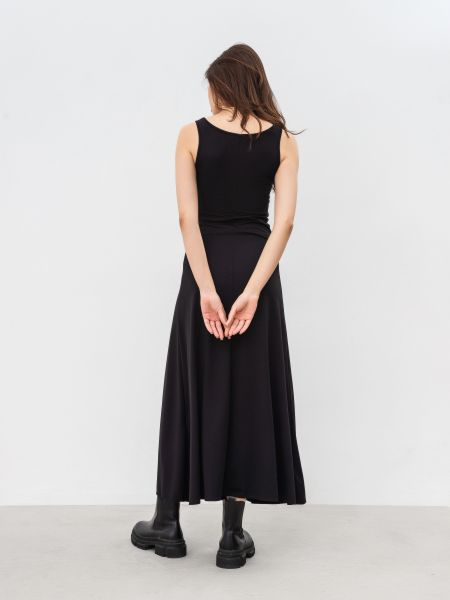 Нейлоновое платье миди из вискозы ромашка черное