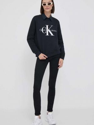 Bluza bawełniana z nadrukiem Calvin Klein Jeans czarna