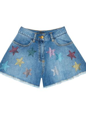 Jeansshorts med mönster för tjejer Monnalisa blå