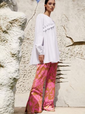 Pantaloni chino cu talie înaltă cu model floral cu imagine Defacto