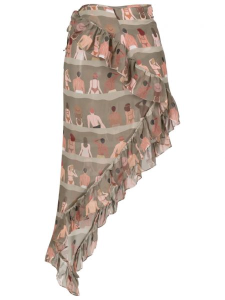 Asimetrična svilena suknja s printom Amir Slama