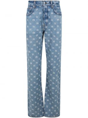 Žakárové džínsy s rovným strihom s paisley vzorom Amiri modrá