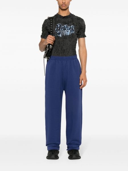 Rovné kalhoty s výšivkou Balenciaga modré