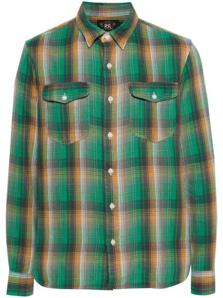 Kostkovaná bavlněná košile Ralph Lauren Rrl zelená