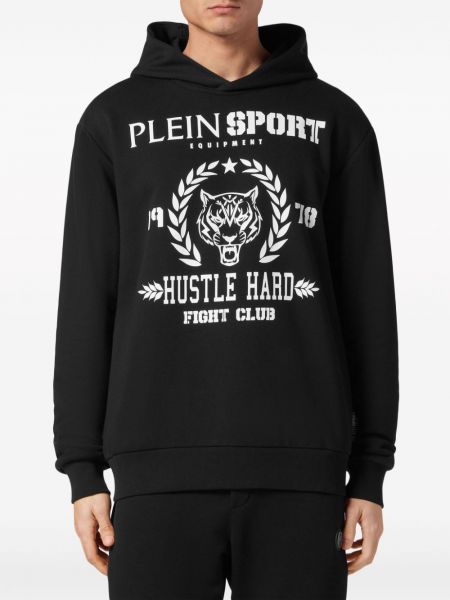 Raštuotas medvilninis džemperis su gobtuvu Plein Sport