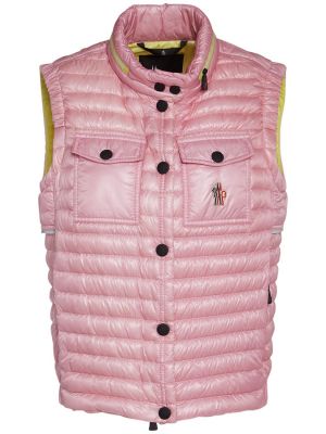 Péřová vesta z nylonu Moncler Grenoble růžová
