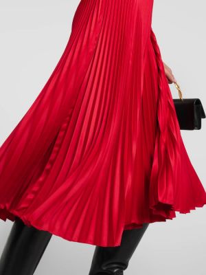 Pliszírozott gyapjú midi ruha Polo Ralph Lauren piros