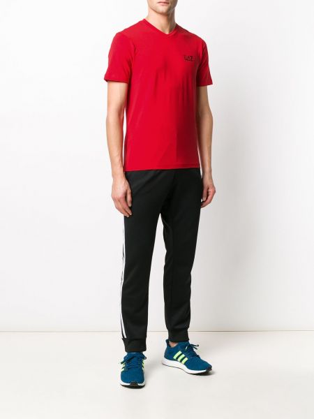 Camiseta slim fit con estampado Ea7 Emporio Armani rojo