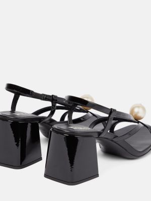 Lakované kožené sandále Miu Miu čierna