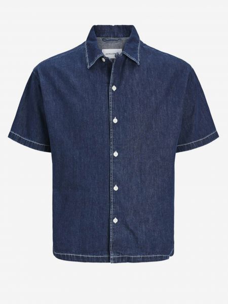 Rifľová košeľa s krátkymi rukávmi Jack & Jones modrá