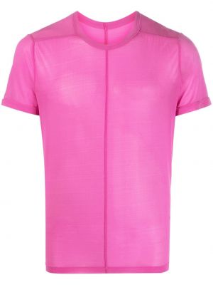 Průsvitné tričko s kulatým výstřihem Rick Owens růžové