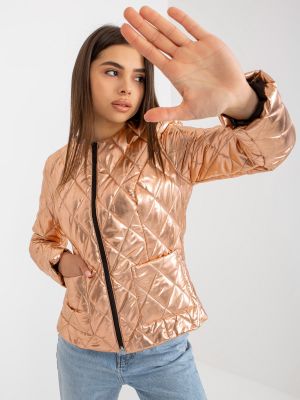 Prošivena jakna s kapuljačom Fashionhunters zlatna