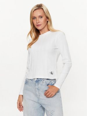 Блуза slim Calvin Klein Jeans бяло