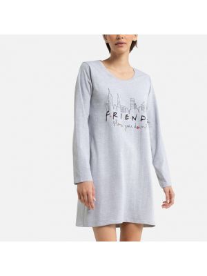 Camisón de algodón manga larga Friends gris