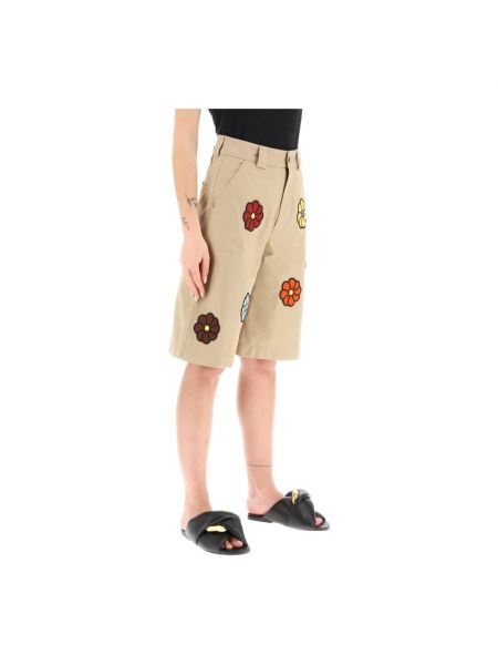 Pantalones cortos de algodón de flores Moncler beige
