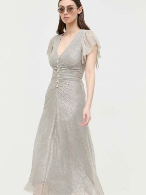 Dlouhé šaty z polyesteru Nissa - stříbrná