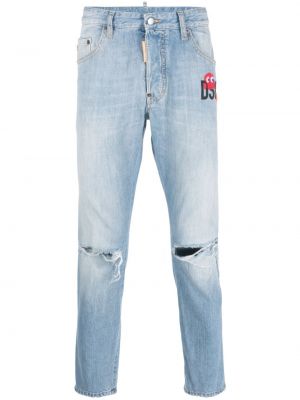 Bavlněné straight fit džíny s dírami Dsquared2
