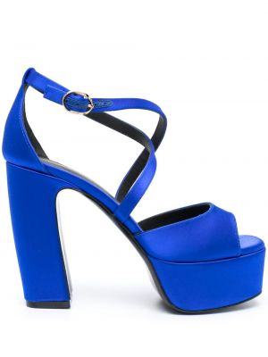 Satynowe sandały skórzane Roberto Festa niebieskie