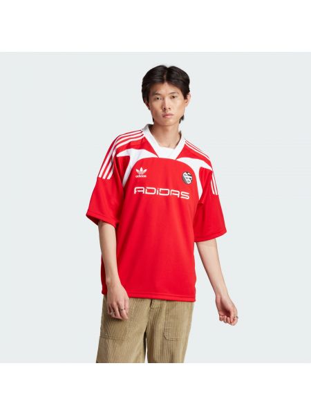 Koszulka z krótkim rękawem oversize Adidas czerwona