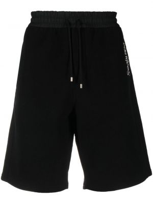 Bombažne kratke hlače z vezenjem Saint Laurent črna