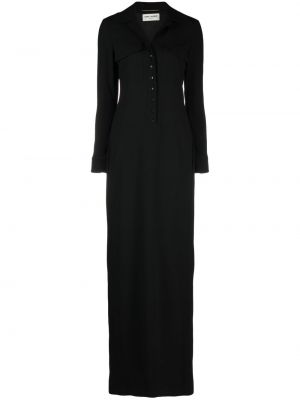 Πλεκτή μάλλινη φόρεμα Saint Laurent μαύρο