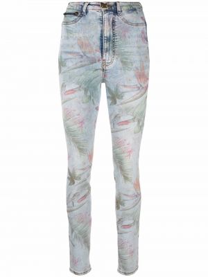 Květinové skinny džíny s potiskem Philipp Plein modré