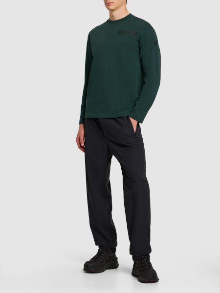 Džersis medvilninis marškinėliai ilgomis rankovėmis Moncler Grenoble žalia