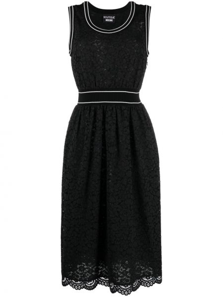 Вечерна рокля без ръкави на цветя с дантела Boutique Moschino черно