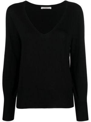 Памучен копринен пуловер Zanone черно