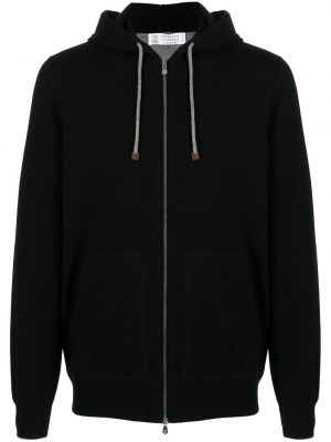 Hoodie i kashmir med dragkedja Brunello Cucinelli svart