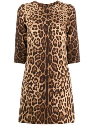 Mini vestido ajustado leopardo Dolce & Gabbana marrón