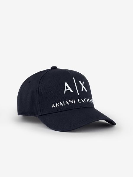 Gorra de algodón Armani Exchange azul