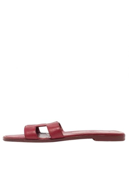 Sandały skórzane retro Hermès Vintage czerwone
