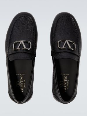 Δερμάτινα loafers Valentino Garavani μαύρο