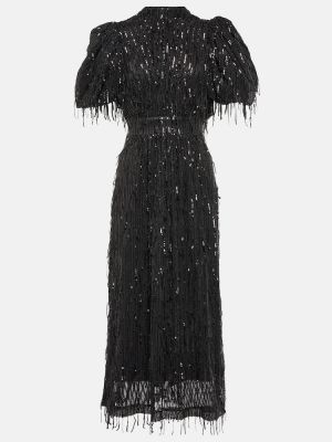 Robe mi-longue à paillettes Rotate Birger Christensen noir