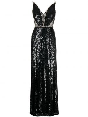 Flitrované šaty bez rukávov Jenny Packham čierna