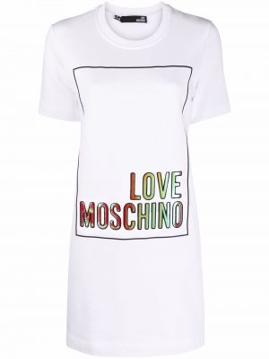 Φόρεμα με σχέδιο Love Moschino λευκό