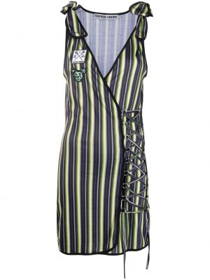 Raštuotas dryžuotas suknele su raišteliais Chopova Lowena žalia