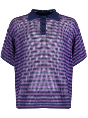 Polo à rayures en tricot ajouré Bode violet