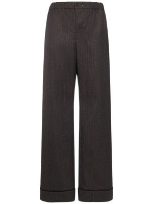 Vlněné kalhoty Bottega Veneta šedé