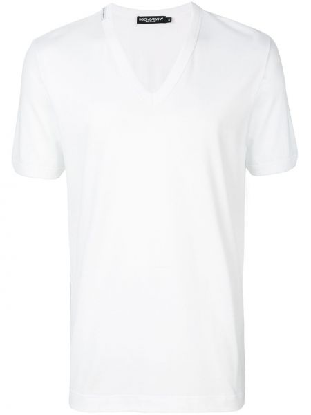 T-shirt con scollo a v Dolce & Gabbana bianco