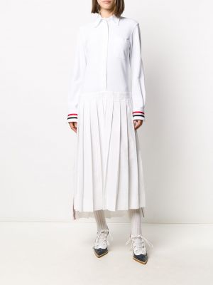 Vestido camisero plisado Thom Browne blanco