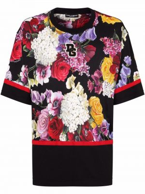Camiseta de flores con estampado Dolce & Gabbana negro