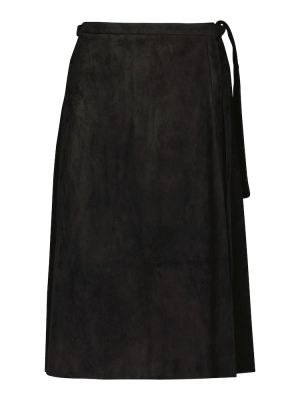 Semišové kožená sukně s vysokým pasem Stouls - černá