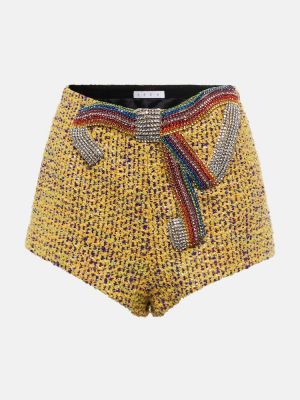 Pantaloni scurți din tweed de cristal Area galben