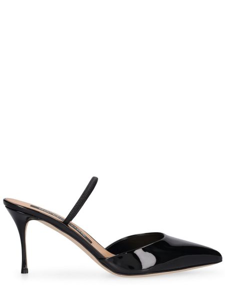 Slingback lakkskinn lær pumps Sergio Rossi svart