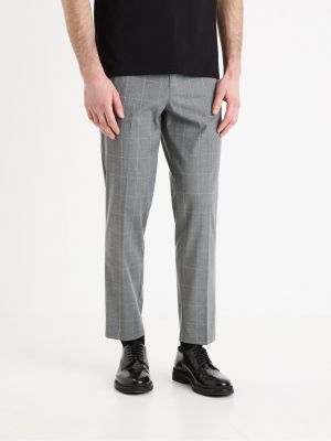 Kostkované kalhoty Celio šedé
