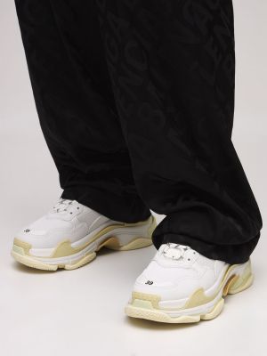Zapatillas de cuero de cuero sintético Balenciaga Triple S blanco